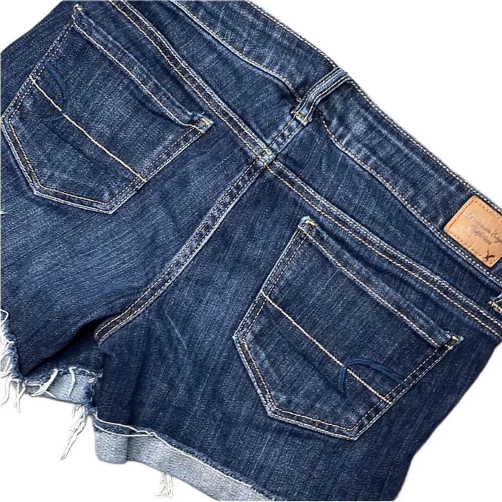 American Eagle Dark Wash Stretch Denim Cutoff Shorts - Picture 6 of 6
